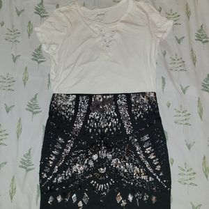 Express Black and Silver Mini Skirt